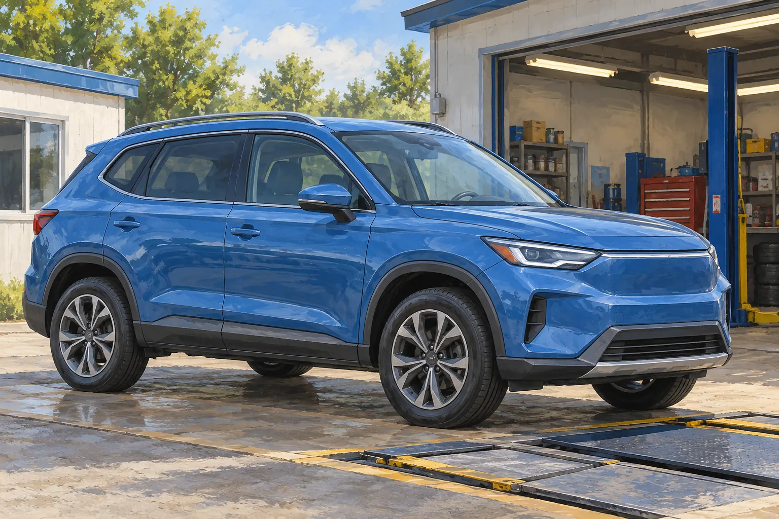 SUV vor einer Fahrzeugbesichtigung.